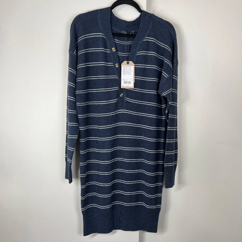 Prana Milani Henley Dress, Nautical Stripes,‎ M, NWT Organic